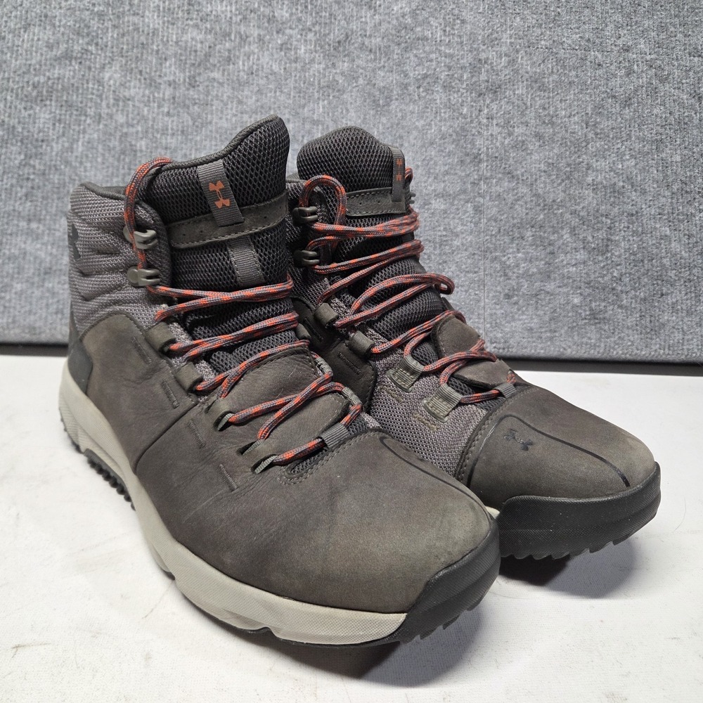 Under Armour Stormproof Waterproof Hiking Boots Men's 9.5 Gray Leather Trail